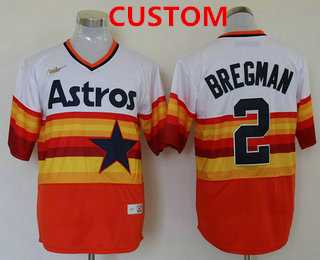 Mens Houston Astros Custom Orange Rainbow Cooperstown Stitched MLB Cool Base Nike Jersey